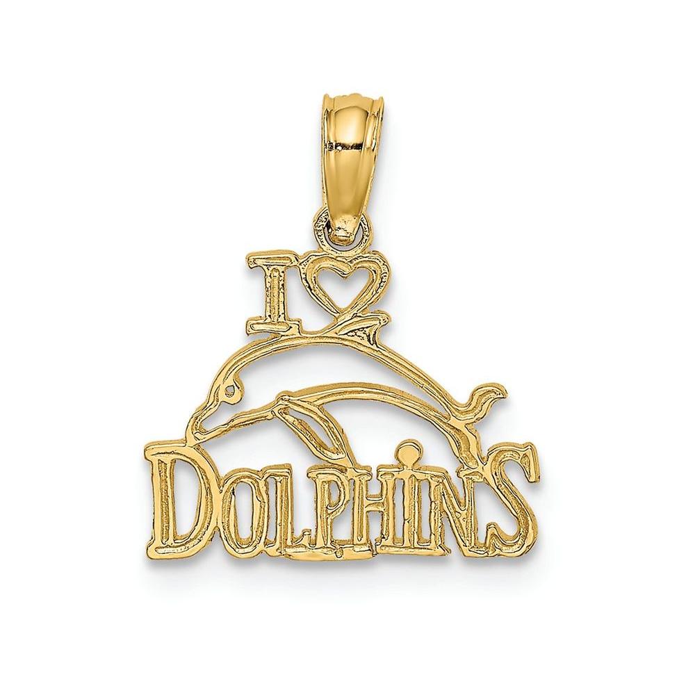 FJC Finejewelers 14k Yellow Gold I heart Dolphins with Dolphin Picture Charm