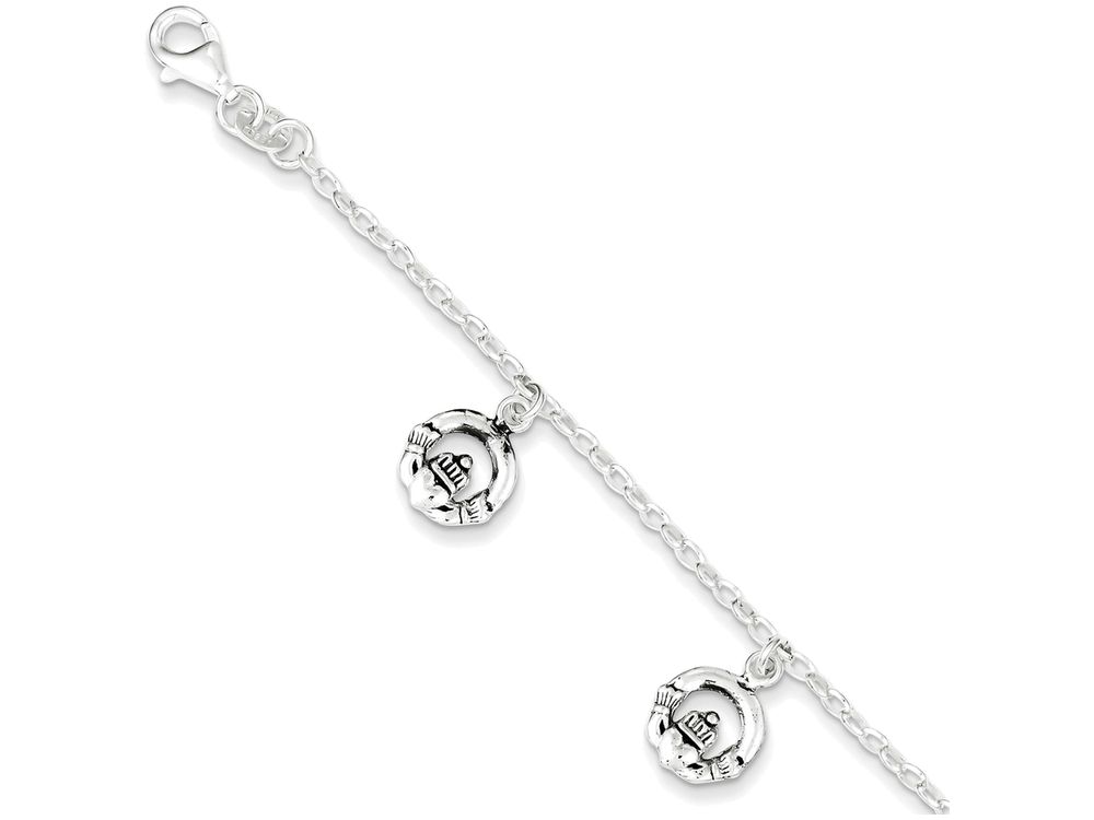 FJC Finejewelers Sterling Silver Antiqued Claddagh Bracelet