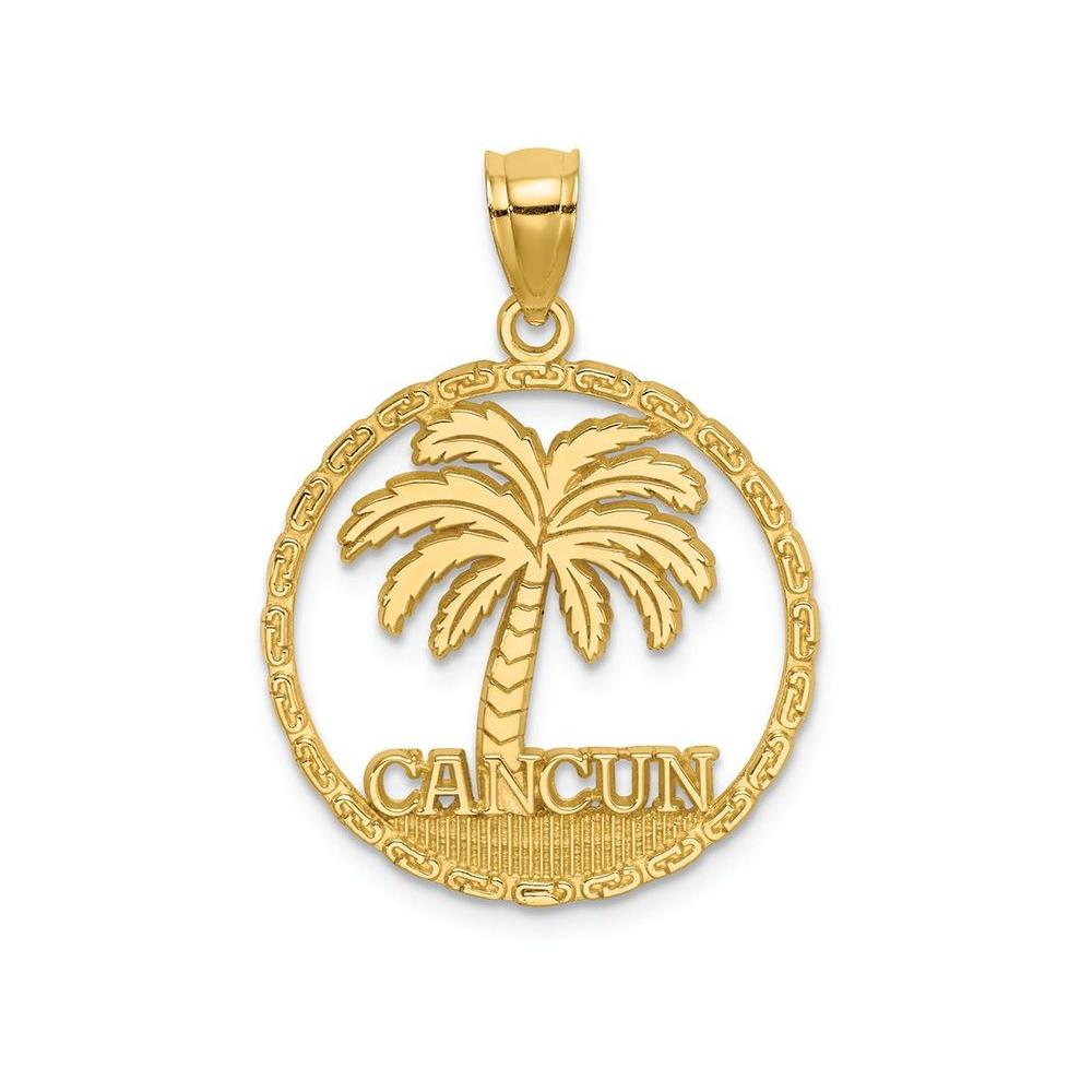 FJC Finejewelers 14k Yellow Gold Cancun Under Palm Tree in Round Frame Charm