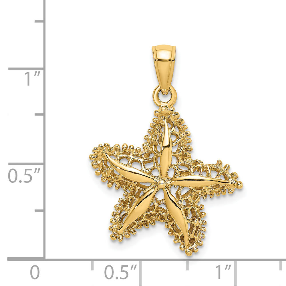FJC Finejewelers 14k Yellow Gold Starfish Polish Filigree Charm