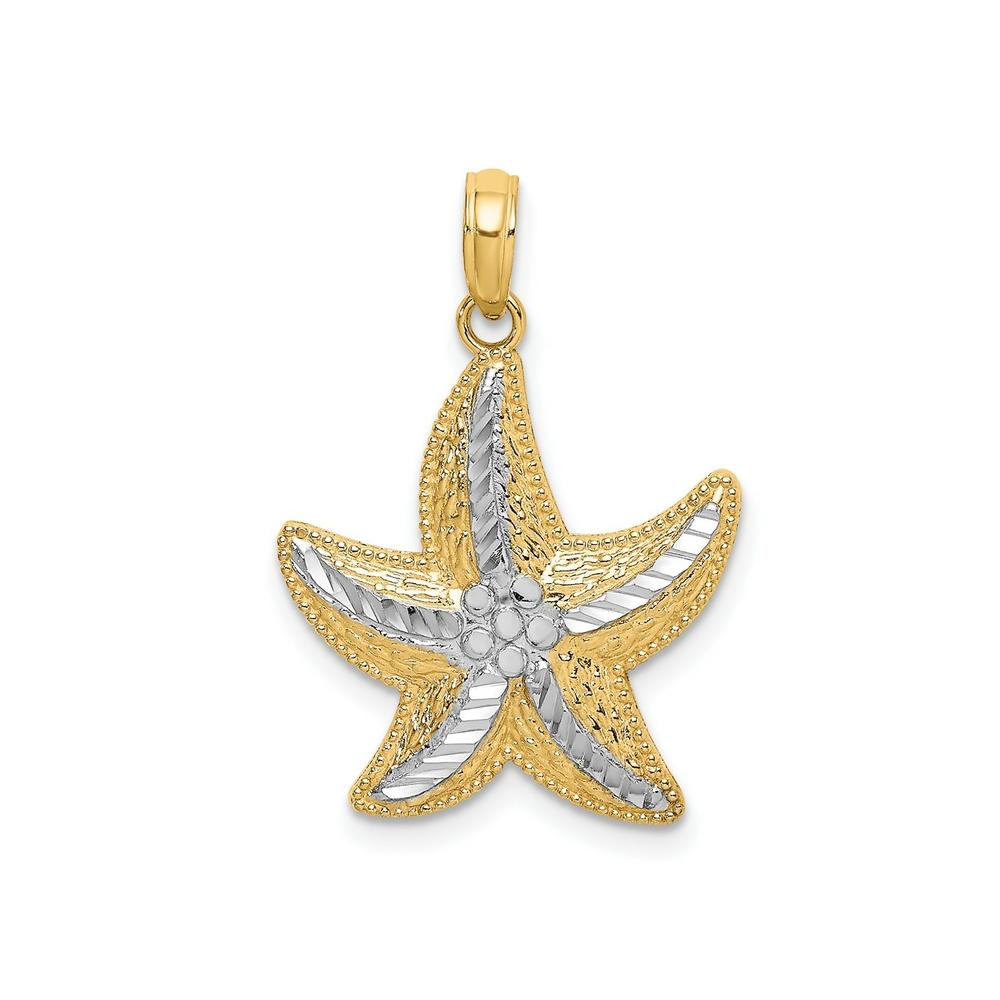 FJC Finejewelers 10 kt Yellow Gold Rhodium Bright Cut Small Starfish Charm 19 x 18 mm