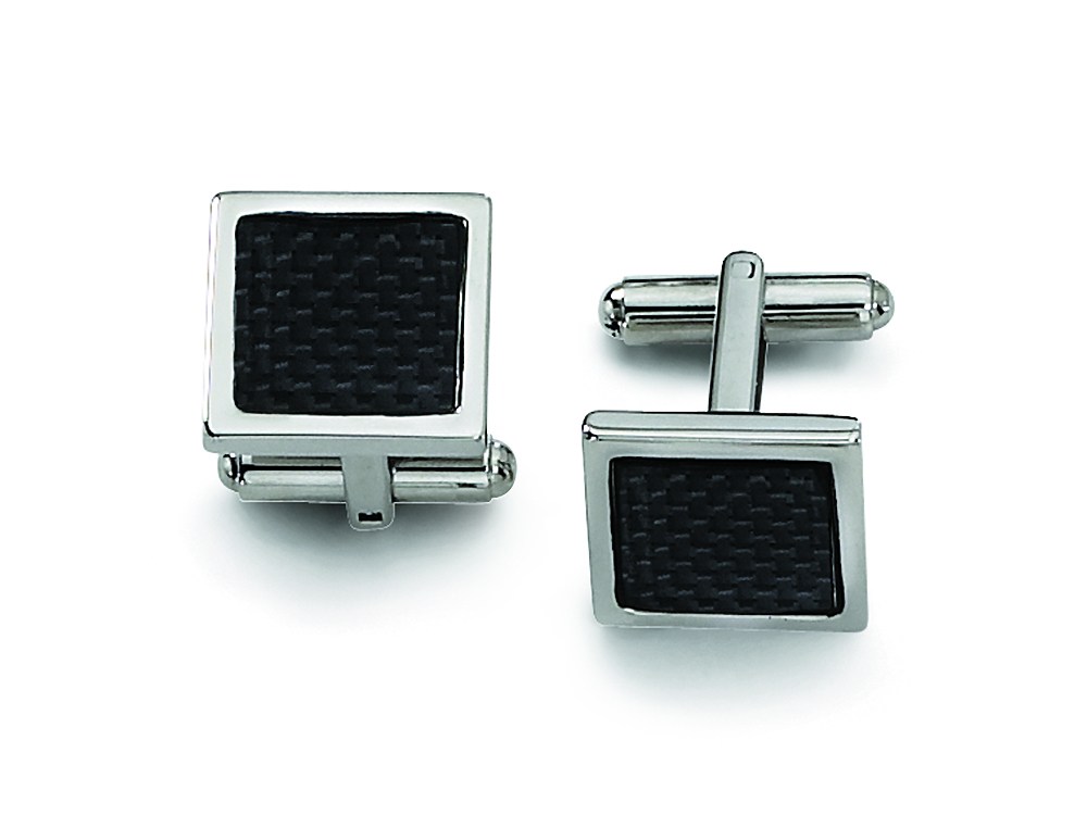 Chisel Stainless Steel Carbon Fiber Cuff Links