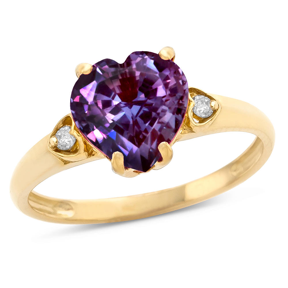 Star K Heart Shaped 8mm Simulated Alexandrite Engagement Promise Wedding Ring