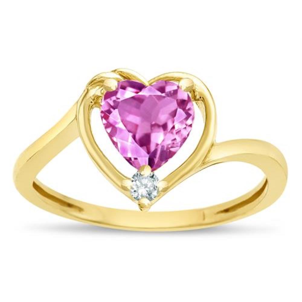 Star K Heart Created Pink Sapphire Bypass Love Knot Promise Ring