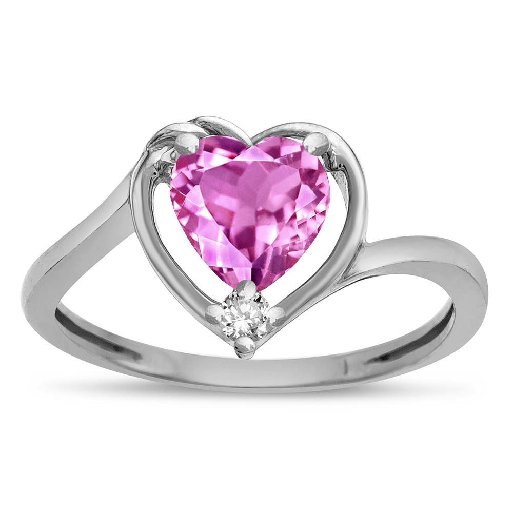 Star K Heart Created Pink Sapphire Bypass Love Knot Promise Ring