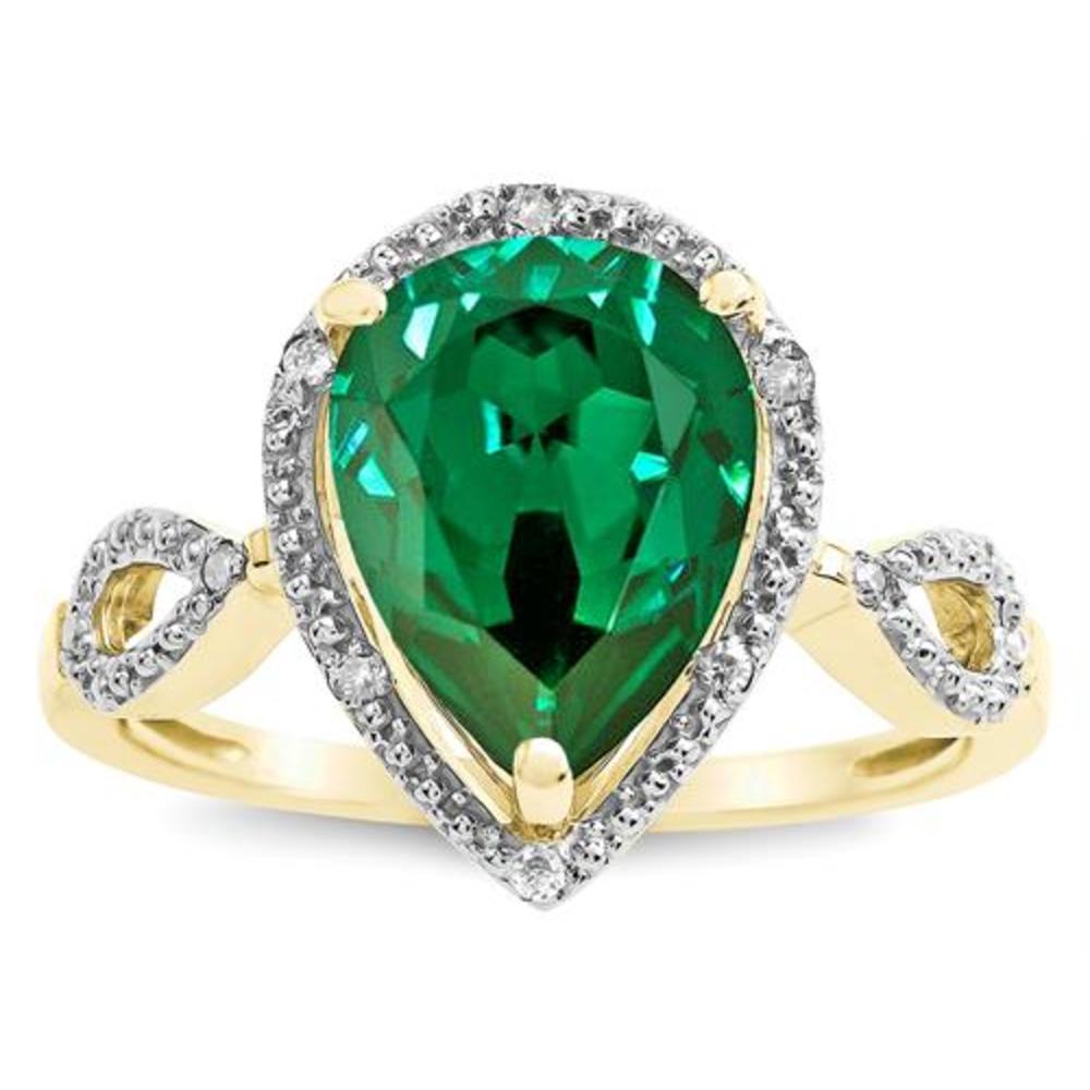 Star K Vintage Look Halo Large 11x8 Pear Shape Simulated Emerald Ring