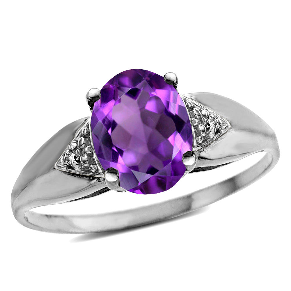 Star K Oval 9x7 Genuine Amethyst trillion miracle setting wide band Ring