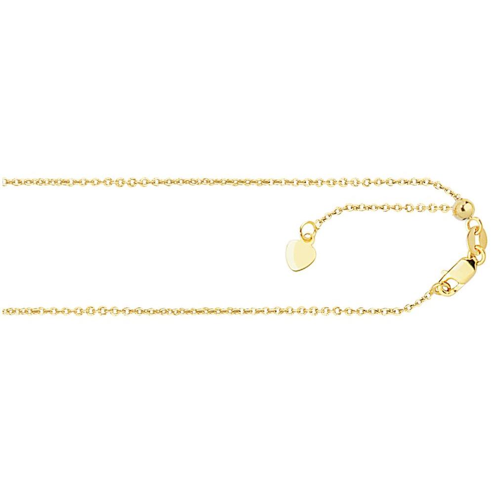 FJC Finejewelers Finejewelers 14 Kt Yellow Gold 30 Inch 0.9mm Bright Cut Classic Adjustable Cable Chain Necklace