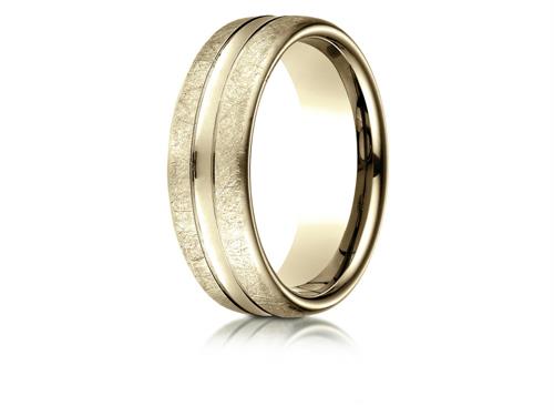FJC Finejewelers Finejewelers 14k Gold 7.5 Mm Comfort Fit Swirled Finish Center Convex Cut Design Band