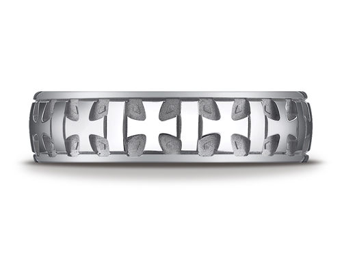 FJC Finejewelers Finejewelers 6mm Comfort-fit Gaelic Cross Carved Design Band