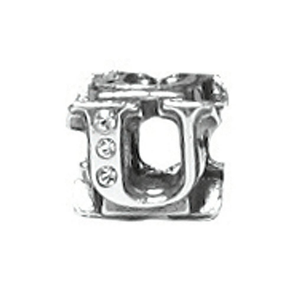 Zable Sterling Silver CZ Initial U Bead / Charm