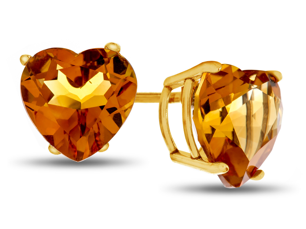 FJC Finejewelers 7x7mm Heart Shaped Citrine Post-With-Friction-Back Stud Earrings in 14 kt Yellow Gold