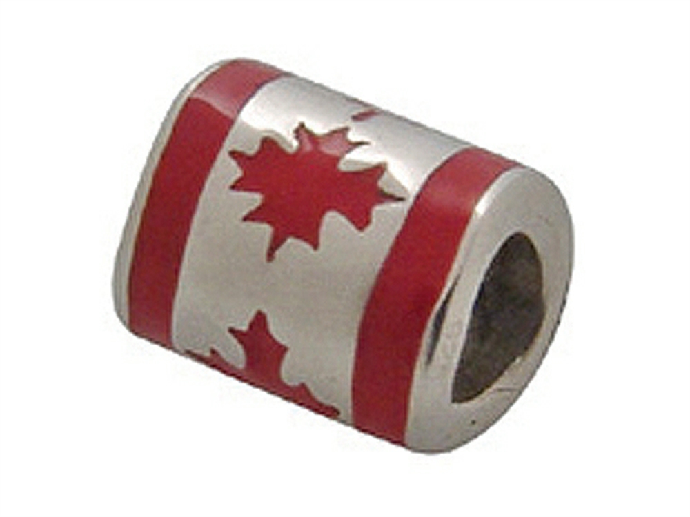 Zable Sterling Silver Canada Enamel Flag Compatible Bead / Charm