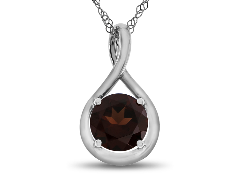 FJC Finejewelers 7mm Round Garnet Twist Pendant Necklace Chain Included in 10 kt White Gold