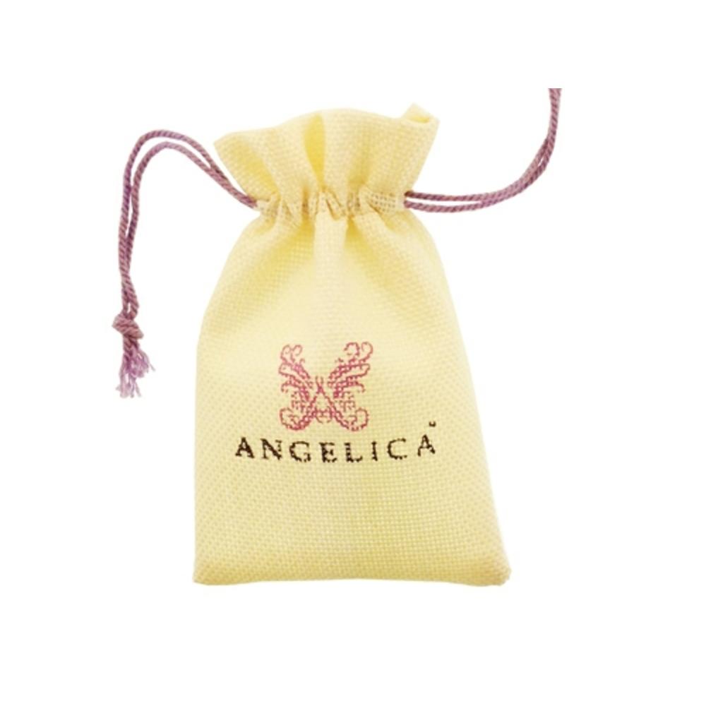 Angelica Collection Brass White Finish Purple Heart Cubic Zircon Ia and Angel Wings Charm On White Angelica Collection Tween Ban Gle (Small)