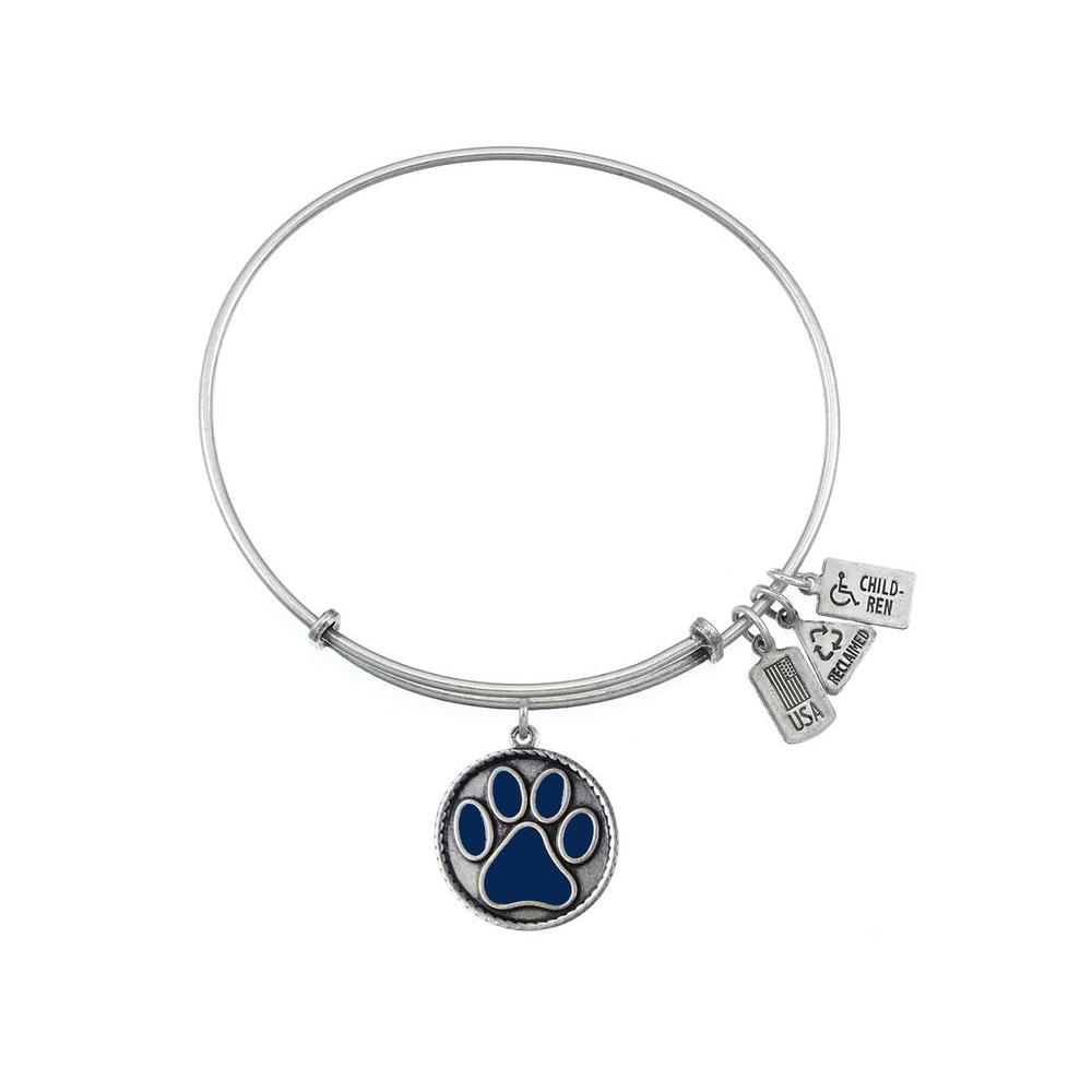 Wind and Fire Expandable Bangle Dark Blue Paw Print in Brass