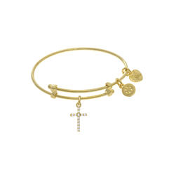 Angelica Collection Yellow Finish Expandable Tween Brass Bangle with C Ross On Yellow Angelica Collection Tween Bangle (Small)