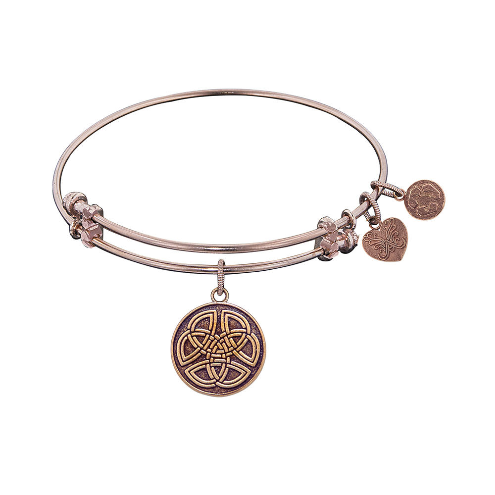Angelica Collection Antique Pink Smooth Finish Brass celtic Round Knot Expandable Bangle