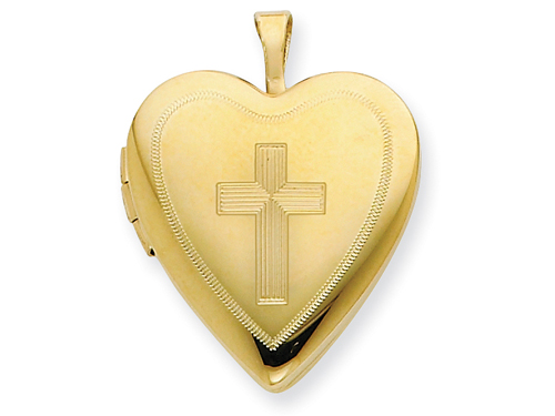 FJC Collections 1/20 Gold Filled 20mm Cross Heart Locket - Chain Includedgold-filled