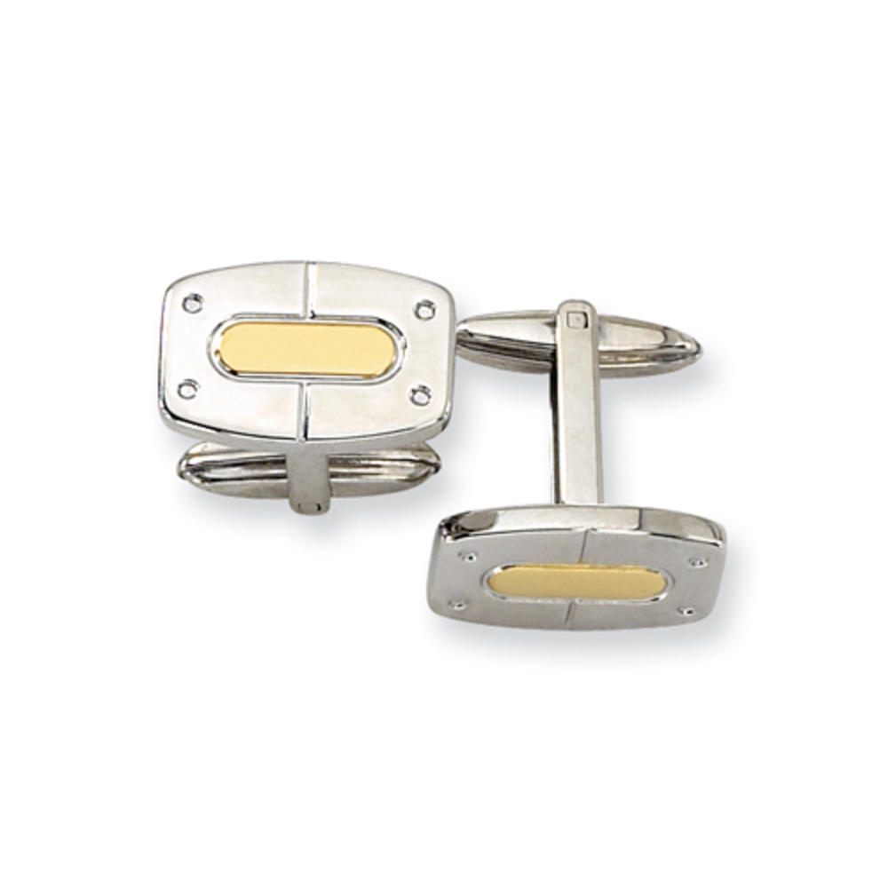 Chisel Stainless Steel 24k Gold Accent Cuff Links