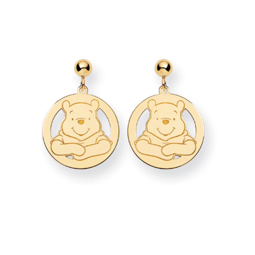Disney Winnie the Pooh Dangle Post Earrings in 14k Yellow Gold