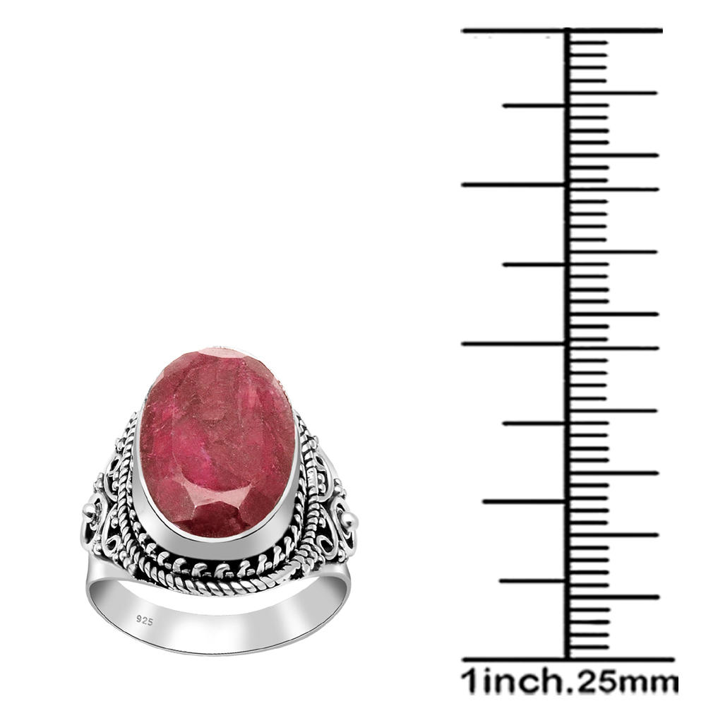 Orchid Jewelry Red Color Ruby Oval Shape July Birthstone 925 Sterling Silver Filigree Ring for Women