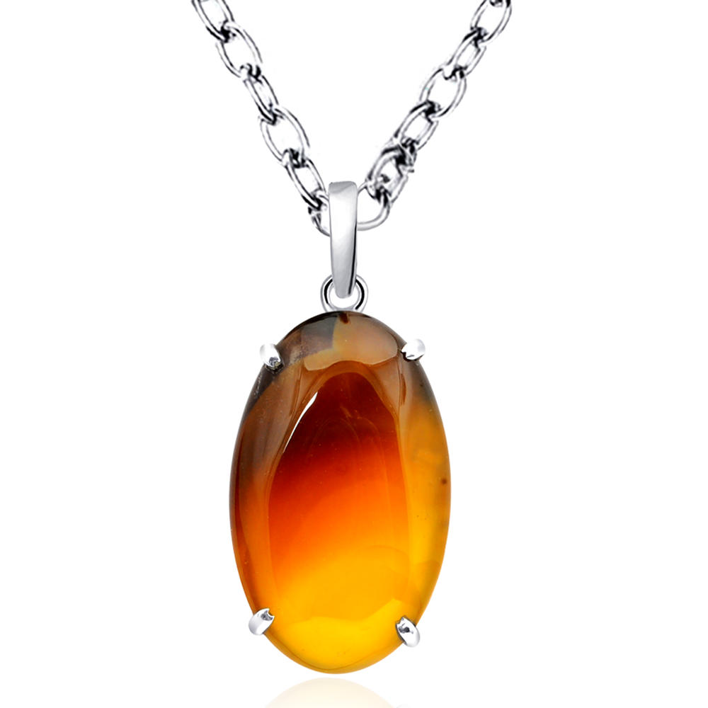 Daily Boutik 925 Sterling Silver Natural Botswana Agate Chain Pendant Oval 35X20 mm 37 Ct