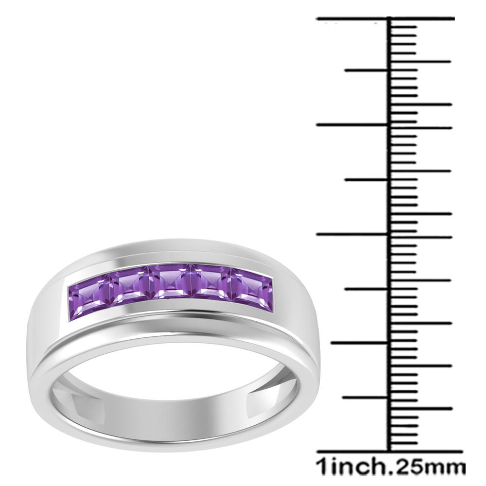 Orchid Jewelry 925 Sterling Silver Amethyst Man's Ring