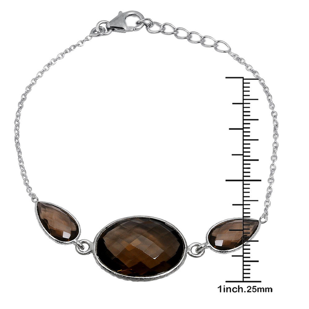 Orchid Jewelry  21.65 Carat genuine Smoky Quartz Bracelet in Sterling silver