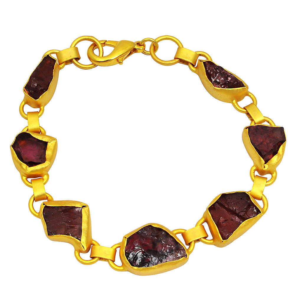 Orchid Jewelry  40 Carat Genuine Garnet Yellow Gold Overlay Bracelet
