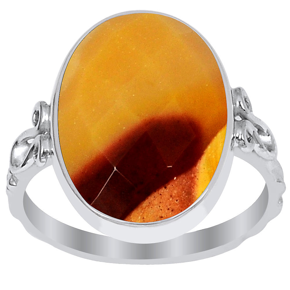 Orchid Jewelry 7.00 Carat Mookaite  925 Sterling Silver Rhodium Plated Ring