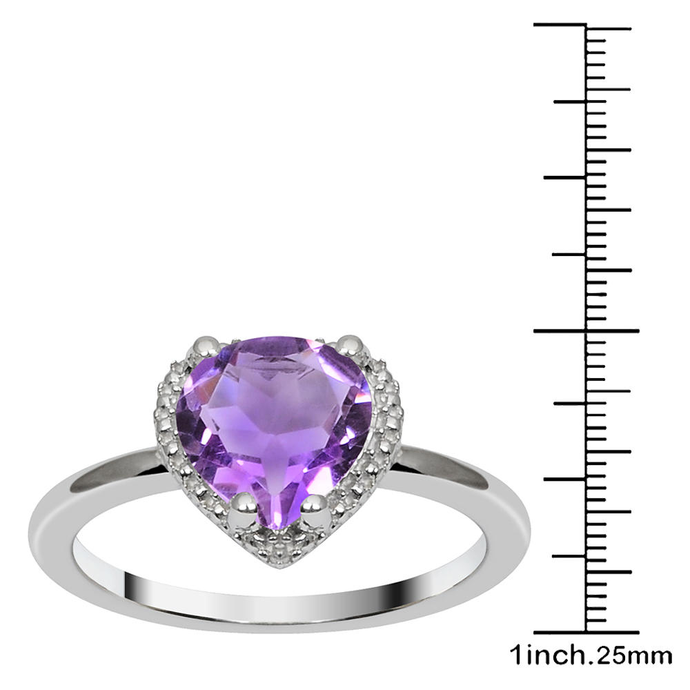 Orchid Jewelry 1.60 Carat  Amethyst  925 Sterling Silver Rhodium Plated Ring