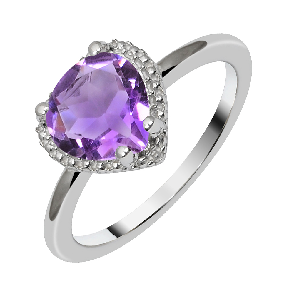 Orchid Jewelry 1.60 Carat  Amethyst  925 Sterling Silver Rhodium Plated Ring