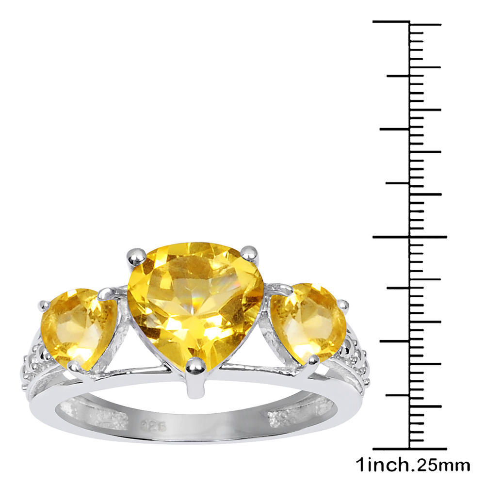 Orchid Jewelry 2.45 Carat  Citrine  925 Sterling Silver Rhodium Plated Ring