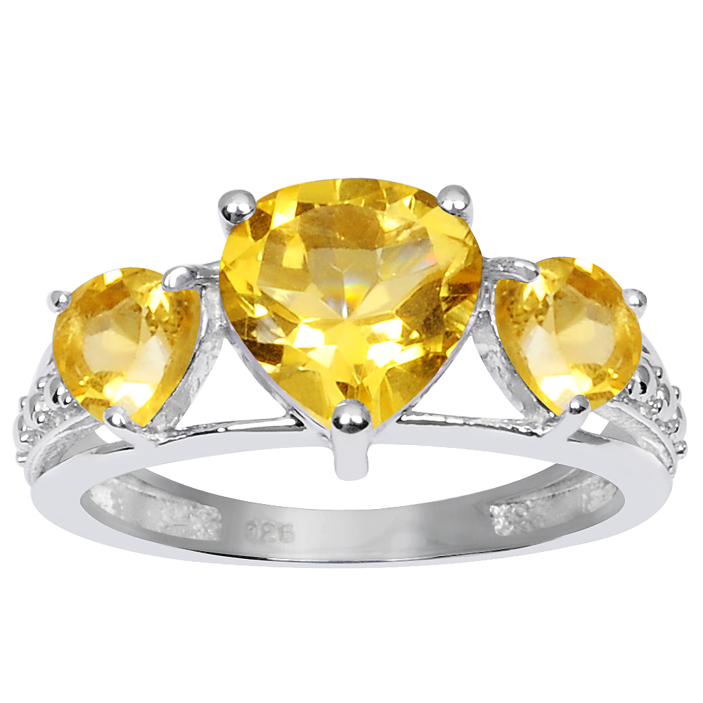 Orchid Jewelry 2.45 Carat  Citrine  925 Sterling Silver Rhodium Plated Ring