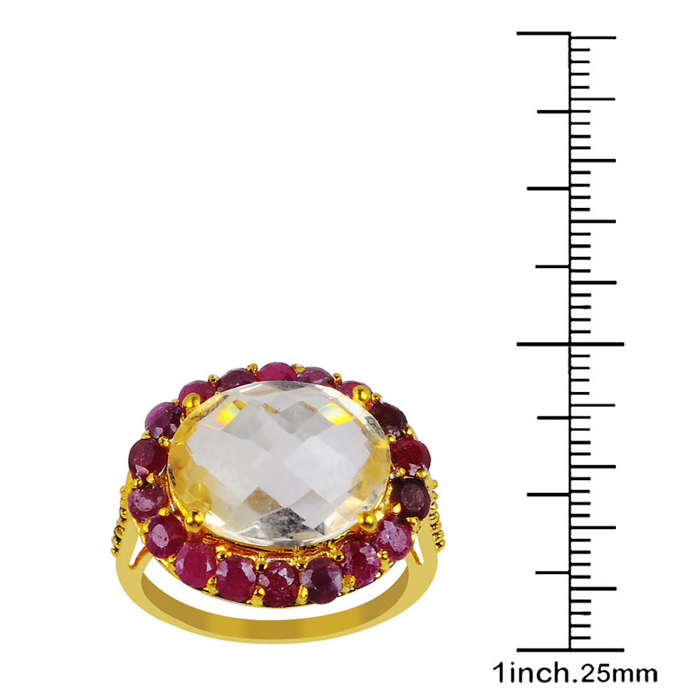 Orchid Jewelry 8.30 Carat Citrine, Ruby & Black Spinal 925 Sterling Silver Rhodium Plated Ring