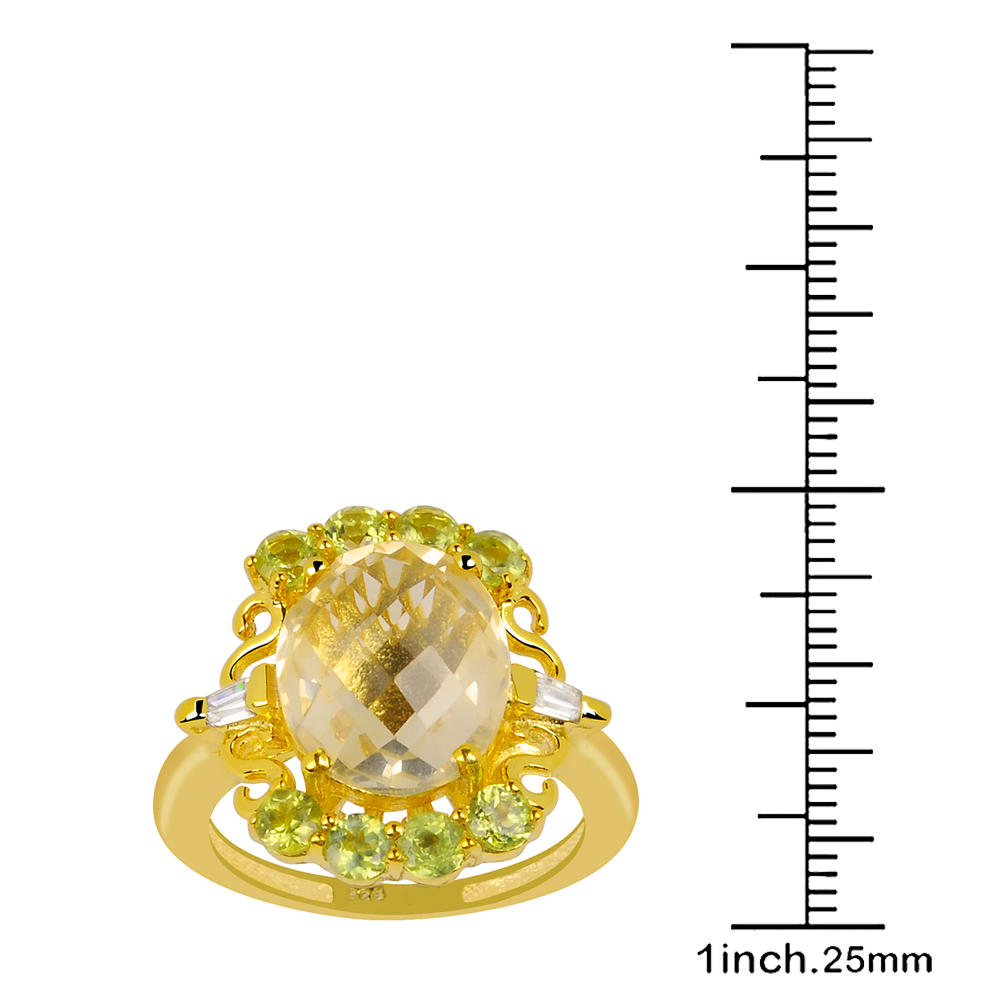 Orchid Jewelry 7.0 Carat Citrine, Peridot & Cubic Zirconia 925 Sterling Silver Rhodium Plated Ring