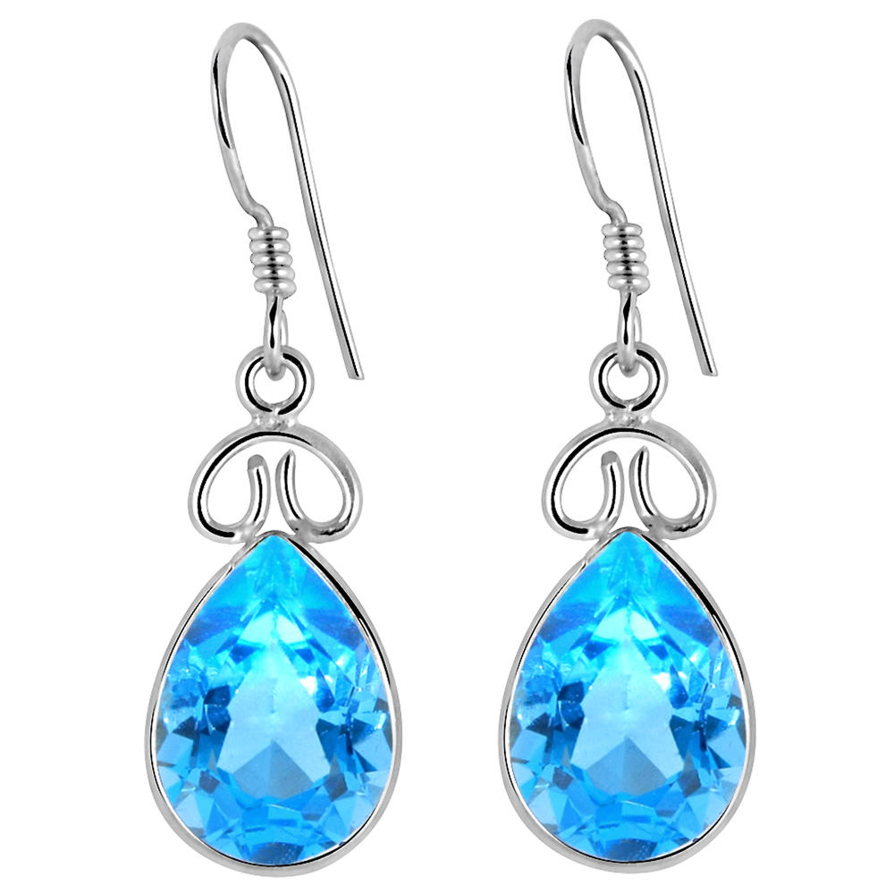 Orchid Jewelry 11.80 Ctw Natural Topaz 925 Sterling Silver Dangling Earrings For Women Pear December Birthstone Gemstone