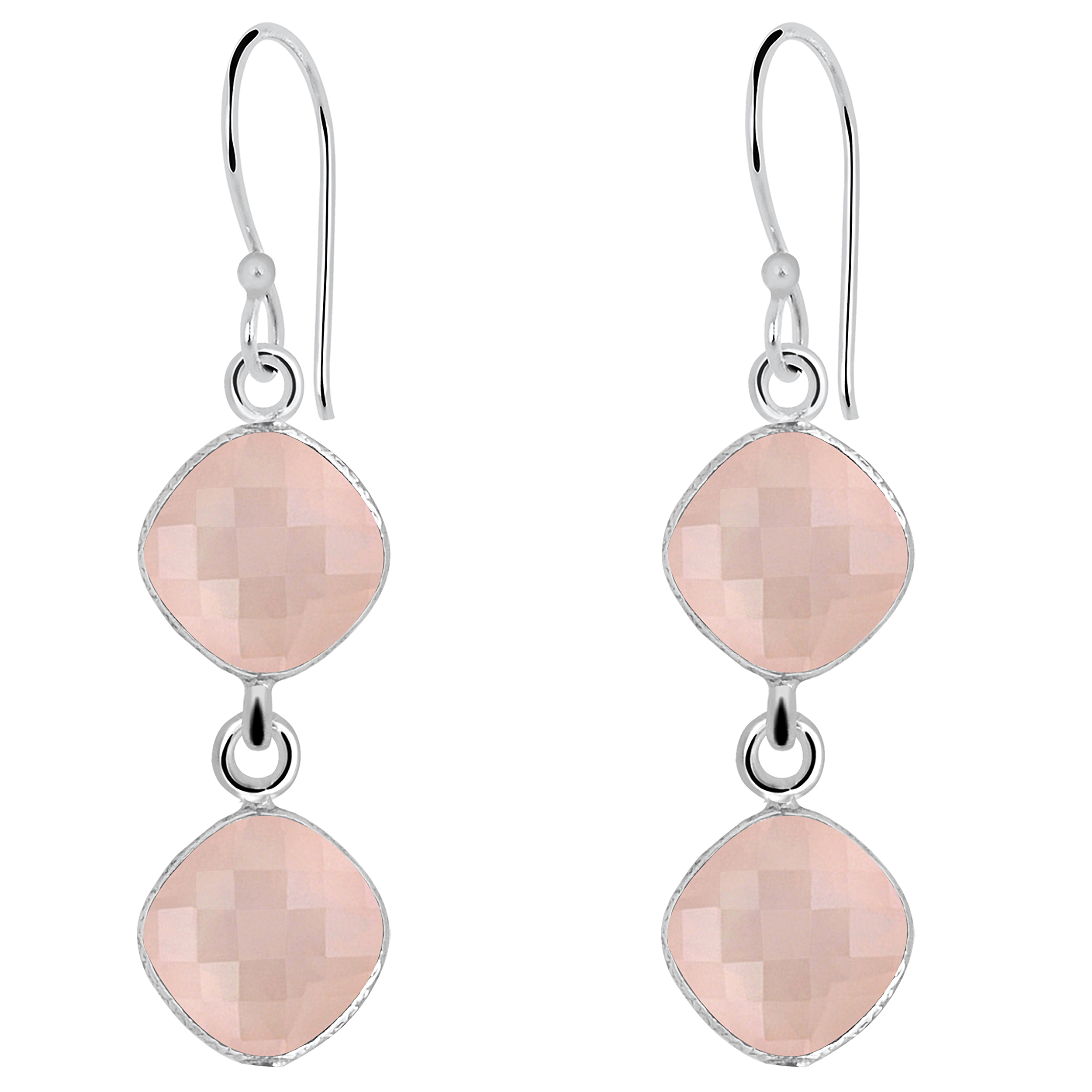 Orchid Jewelry 14.30 Carat Rose Quartz Sterling Silver Earring