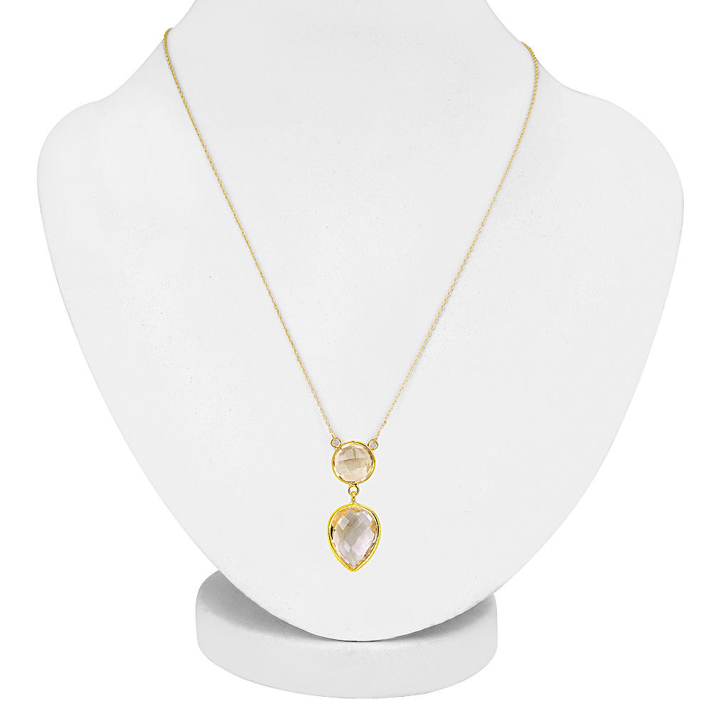 Orchid Jewelry 9.7 Carat  Citrine Yellow Gold Plated Sterling Silver Necklace