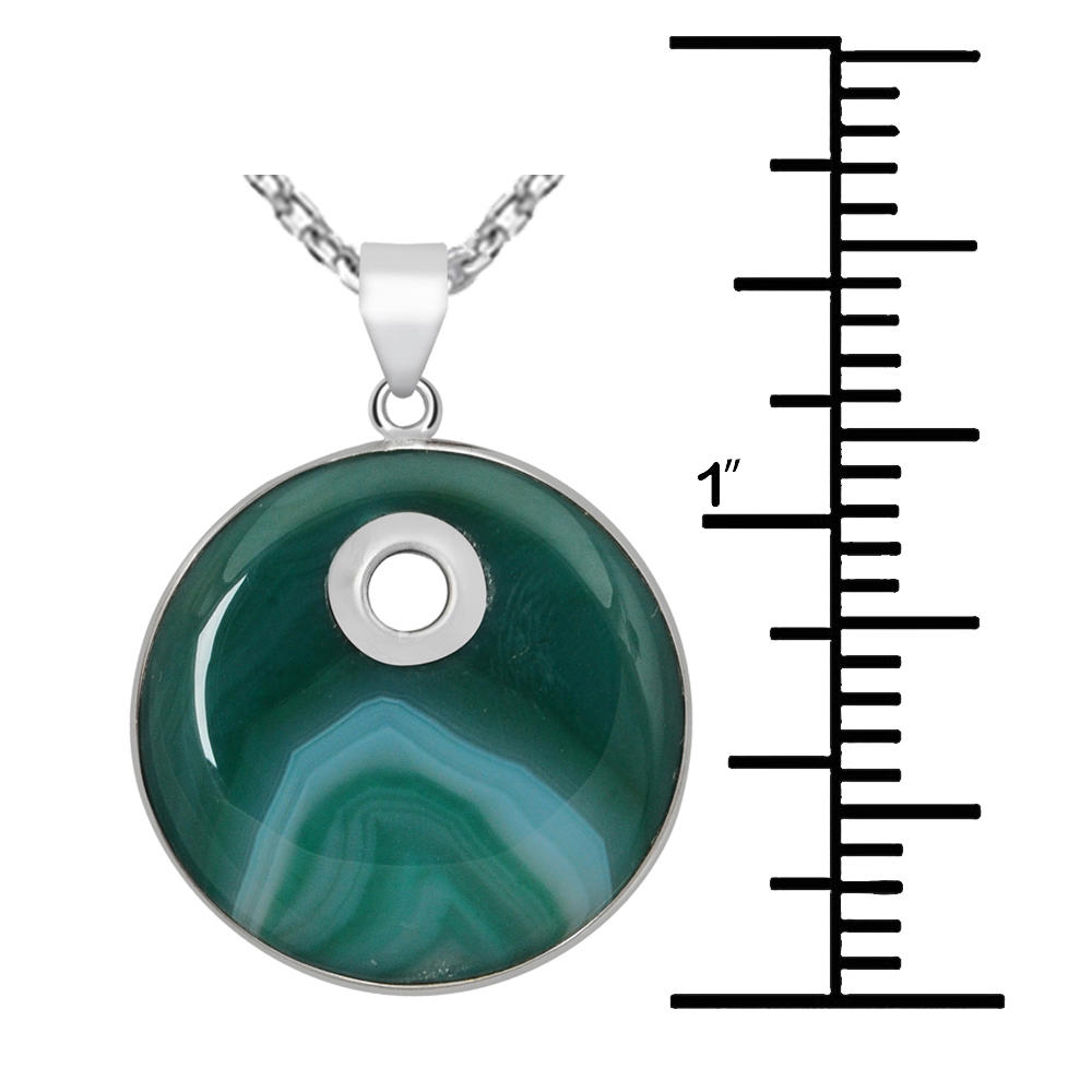 Orchid Jewelry 22 Carat Green Lace Agate Rhodium Plated Sterling Silver Pendant