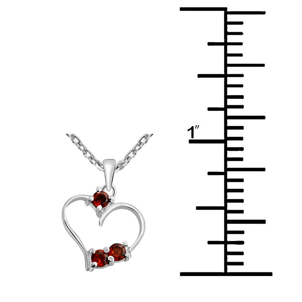 Orchid Jewelry 0.38 Carat Red Garnet Heart Rhodium Plated Sterling Silver Pendant