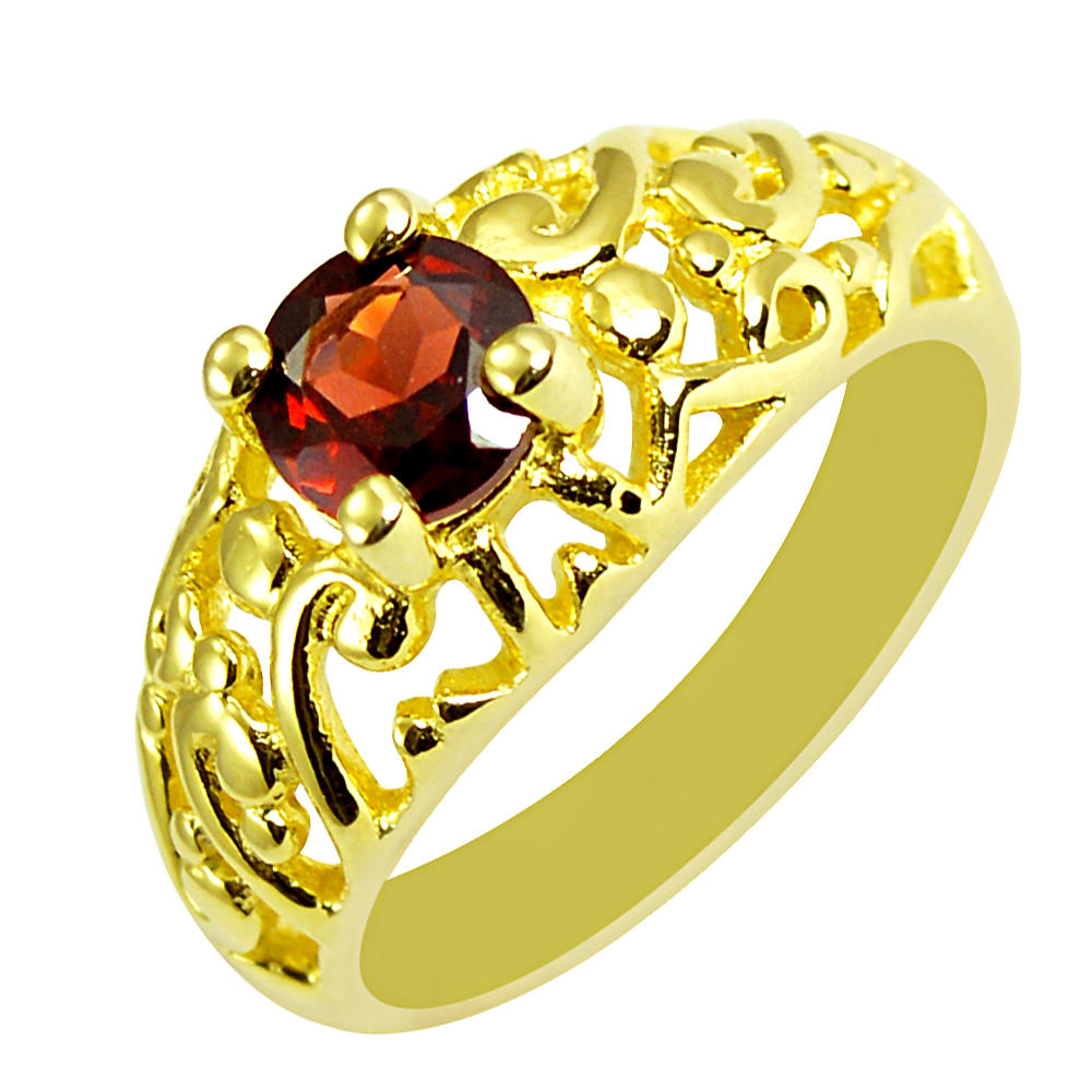 Orchid Jewelry 1.07 Carat Garnet 10K Yellow Gold Plated Beautiful and Stylish Ring in Sterling Silver