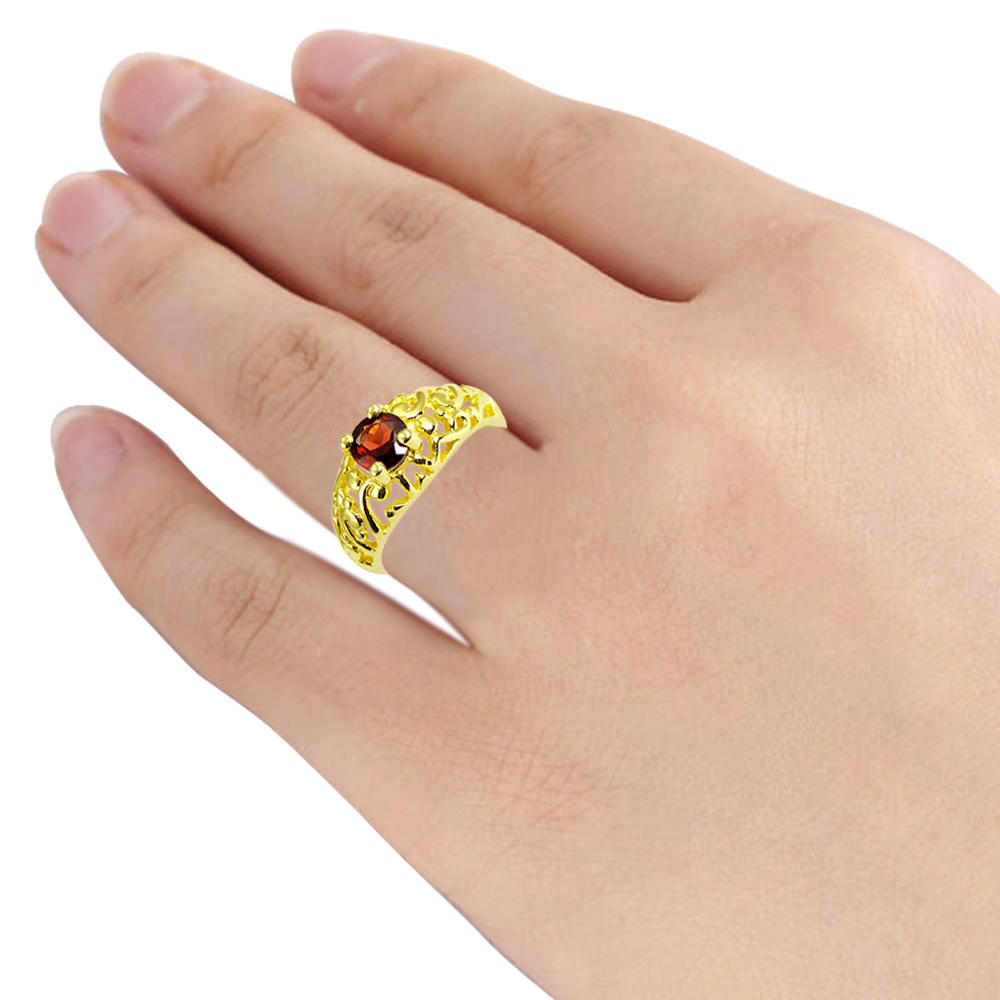 Orchid Jewelry 1.07 Carat Garnet 10K Yellow Gold Plated Beautiful and Stylish Ring in Sterling Silver