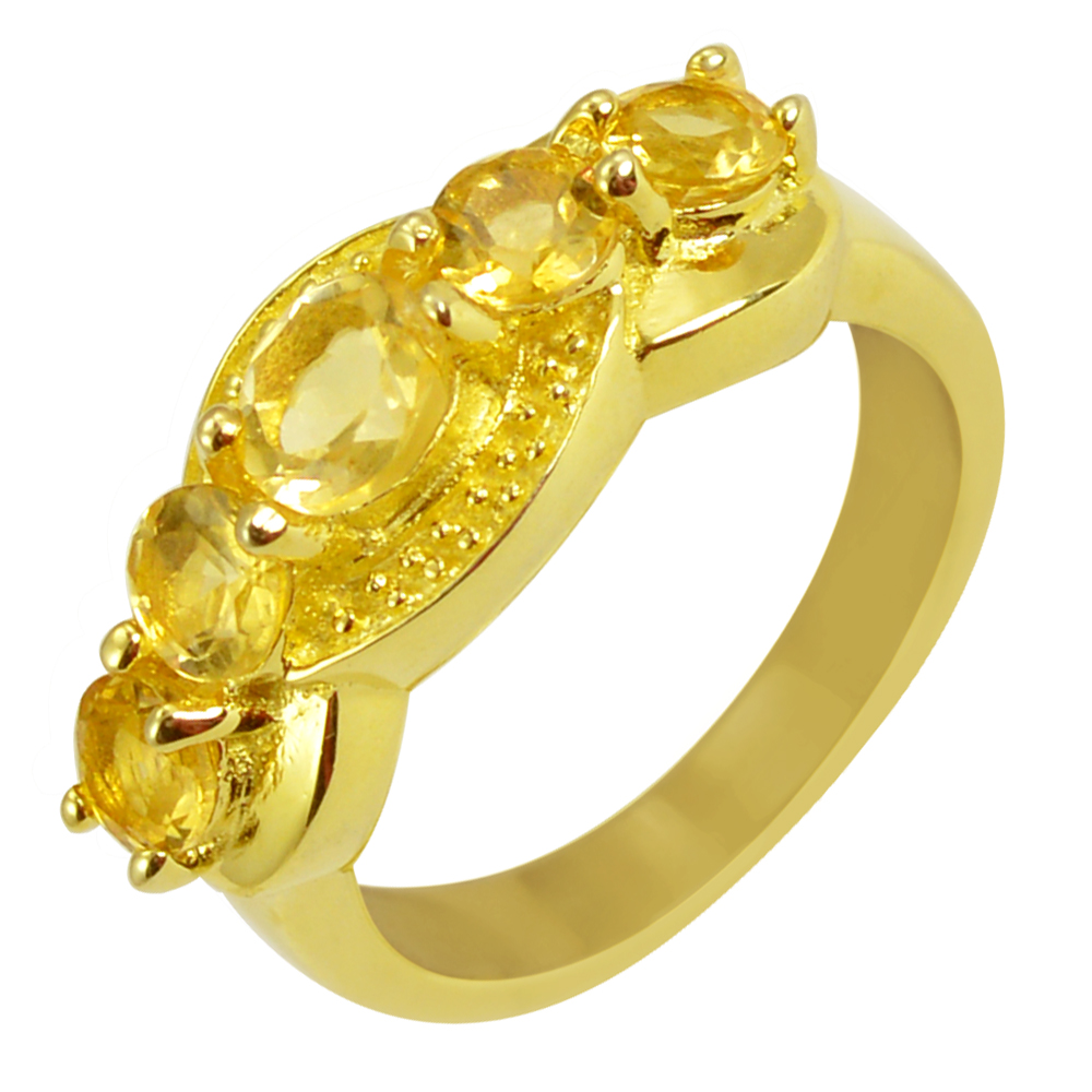 Orchid Jewelry 1.39 Carat Citrine 10K Yellow Gold Plated Beautiful and Stylish Ring in Sterling Silver
