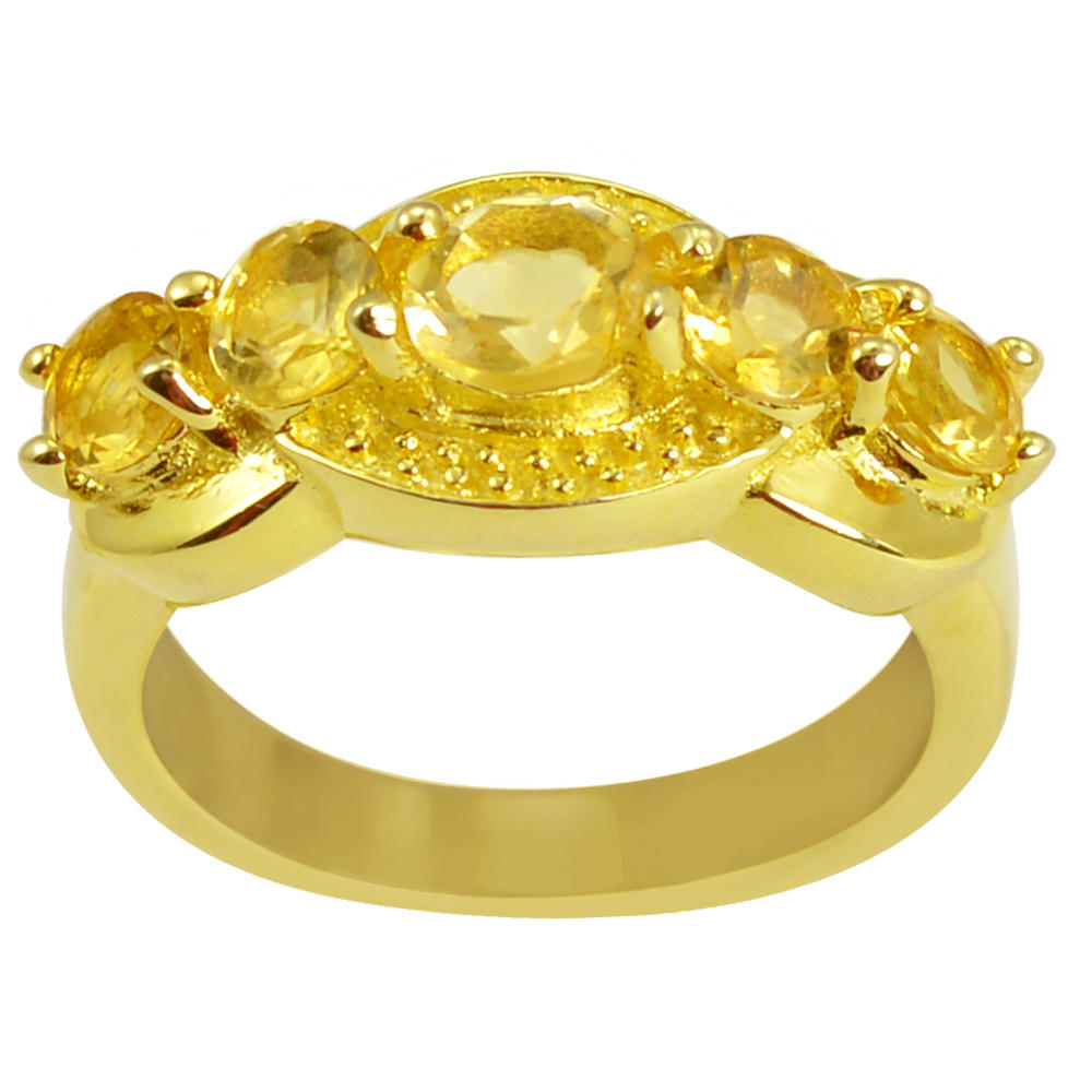 Orchid Jewelry 1.39 Carat Citrine 10K Yellow Gold Plated Beautiful and Stylish Ring in Sterling Silver