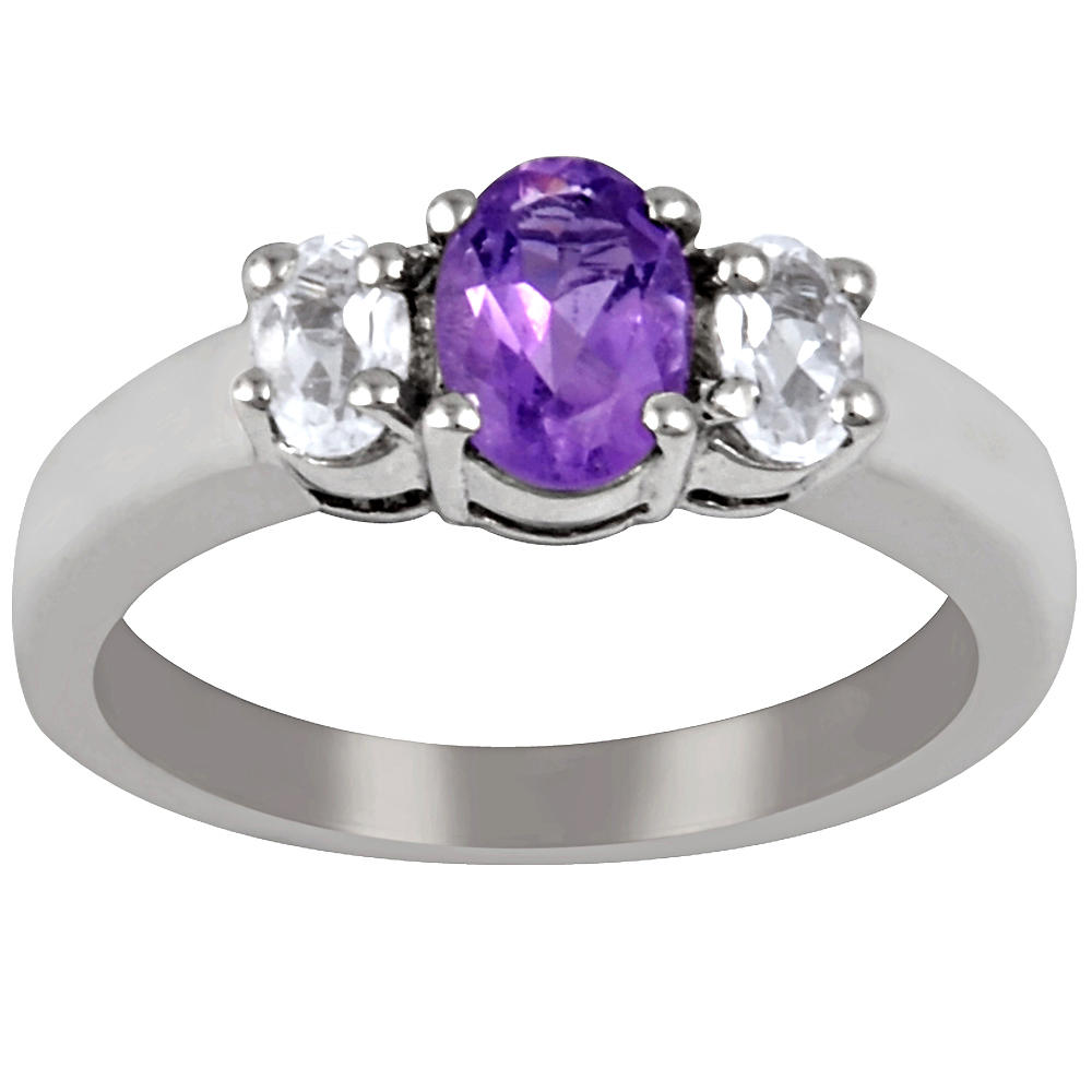 Orchid Jewelry 1.51 Carat Amethyst and Blue Topaz Beautiful and Stylish Ring in Sterling Silver