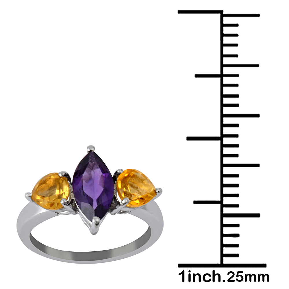 Orchid Jewelry 2.4 Carat Amethyst and Citrine Beautiful and Stylish Ring in Sterling Silver