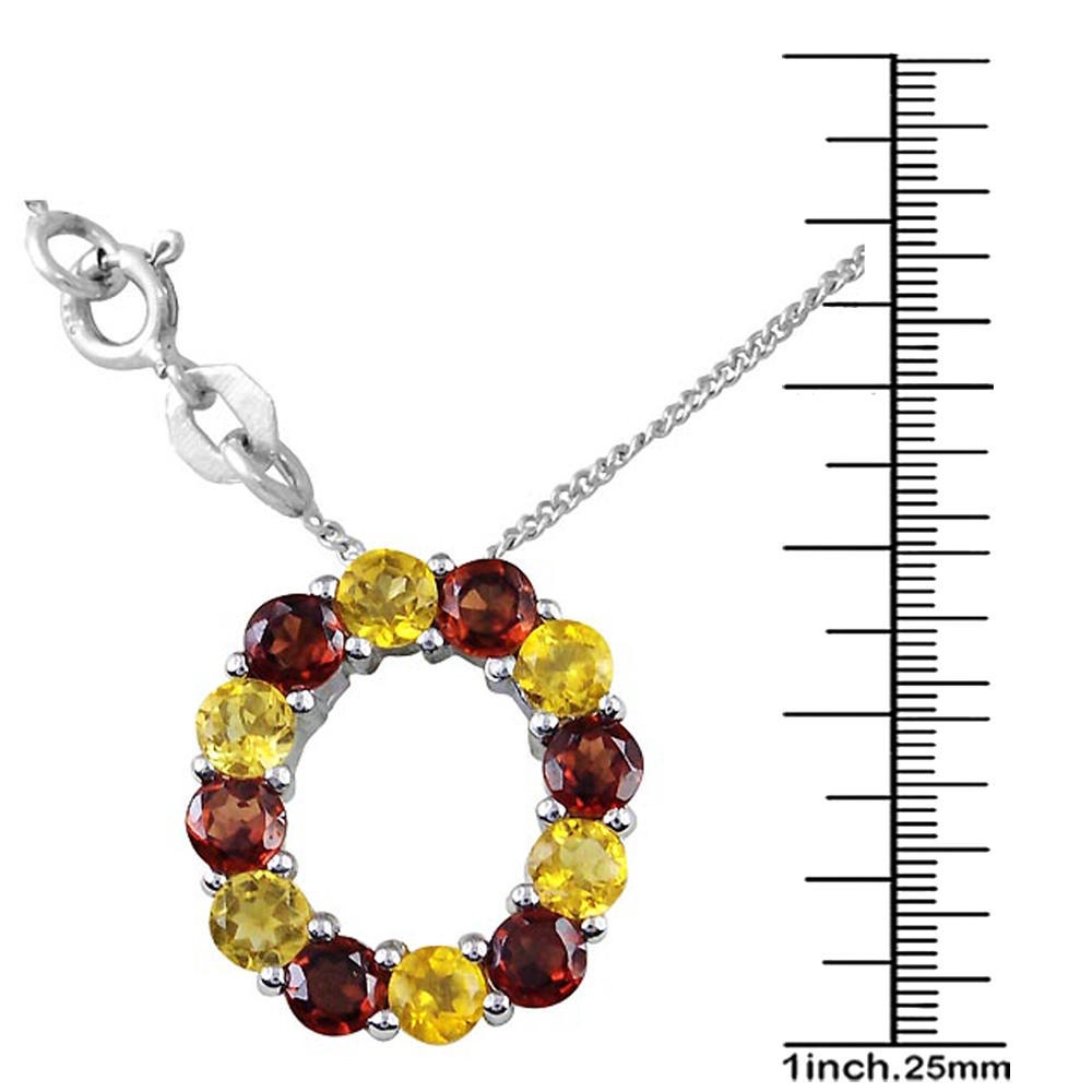 Orchid Jewelry 1.62 Carat Citrine and Garnet Beautiful Necklace Pendant in Sterling Silver