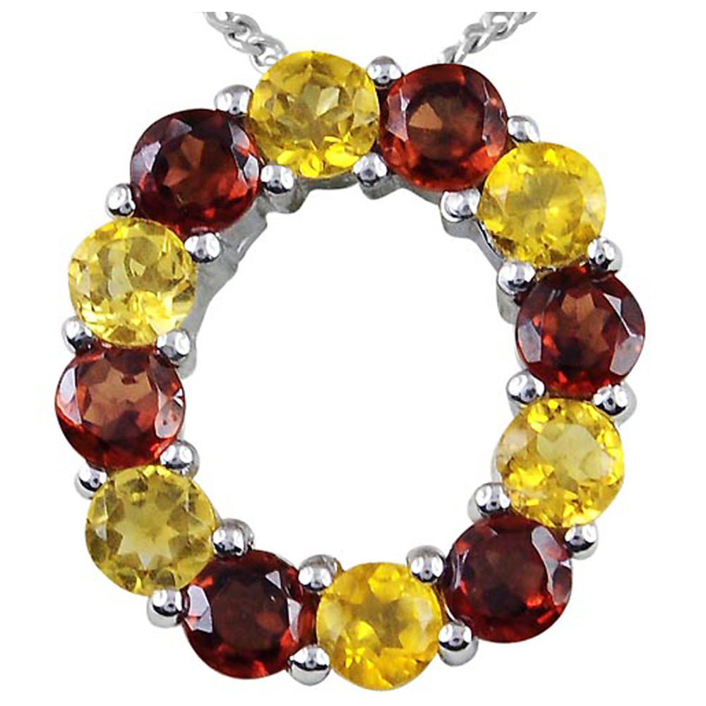 Orchid Jewelry 1.62 Carat Citrine and Garnet Beautiful Necklace Pendant in Sterling Silver